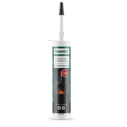 GreenesT Fire Sealant +1500˚  Герметик силикатный для печей и каминов, черный, 260мл.
